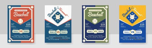 A Set Of Baseball Tournament Poster Template Bundle with Ball vector