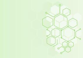 a green background with hexagons and lines vector