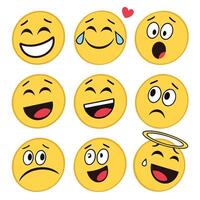 yellow emoji set circular faces various express vector