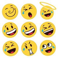 yellow emoji set circular faces express vector