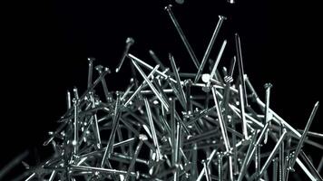 The nails fly up and fall down. Filmed on a high-speed camera at 1000 fps. High quality FullHD footage video