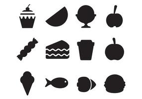 a set of black icons that include food and drink vector
