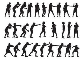 silhouettes of people doing different poses vector