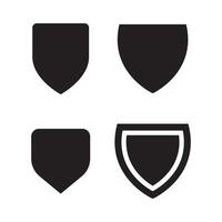 Shields icon set, black and white illustration vector