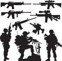 Military Force Silhouette Design Set. vector