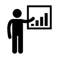 Stickman business graphic presentation. Stick figure cartoon people pictogram. infographic, statistical chart. vector