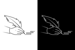 line art handwriting with ink and quill. Retro handwriting concept. vector