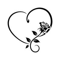 Elegant heart and rose design isolated on white background illustration vector