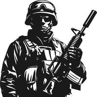illustration of a soldier with assault rifle ready for combat operation vector