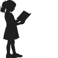 Silhouette of a girl reading book education and literature concept illustration vector