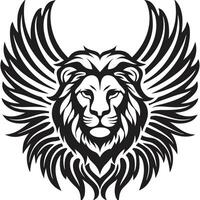 Winged lion head illustration emblem strength and power symbol vector