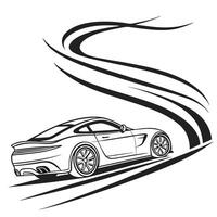 Sleek sports car illustration with dynamic speed lines graphic style vector
