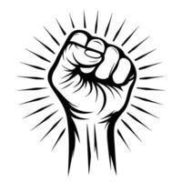 illustration of a raised clenched fist representing strength and resistance vector