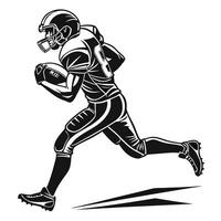 American football player running with ball in monochrome illustration design vector