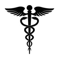 Black caduceus medical symbol illustration on white background vector