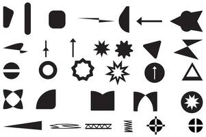 Abstract Arrow and Geometric Icon Silhouettes Set on White Background vector