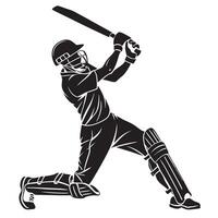 Cricket batsman silhouette hitting ball graphic design illustration vector