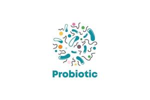 probiotic bacteria logo design in colorful abstract style. Healthy nutrition ingredients vector