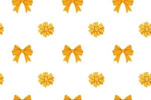 Seamless pattern with golden bows and round rosettes on white background vector