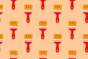 Seamless pattern with red and yellow paintbrushes on orange background vector