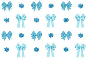 Light blue bows and snowflakes in repeating pattern on white background vector