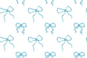 Seamless pattern of light blue ribbons with loops on white background vector