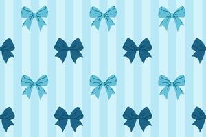 Seamless pattern with blue bows and vertical light stripes vector