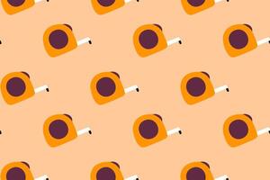Seamless pattern with orange tape measures on orange background vector
