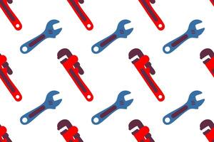 Seamless pattern with wrenches and pipe wrenches on white background vector