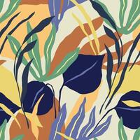 a colorful pattern with leaves and plants vector