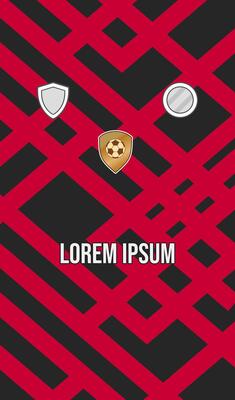 Football jersey design with red and black geometric shapes.