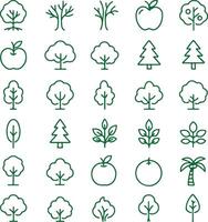 set of green tree icons vector