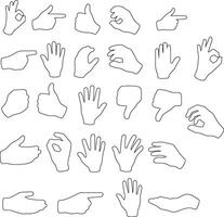 set of line hand gesture vector