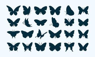 Flying butterflies silhouette set vector