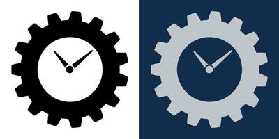 Industrial clock gear icon, time management symbol, mechanical productivity concept, business automation, efficiency, workflow optimization, schedule planning, precision engineering, process control. vector