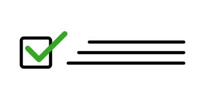 Checklist icon with green checkmark, task completion symbol, to-do list concept, success, approval, productivity, organization, business management, efficiency, achievement work progress, goal setting vector