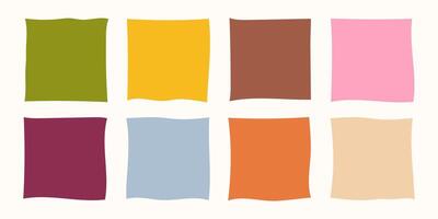 Collection of hand-drawn frame boxes with colorful wavy shapes vector