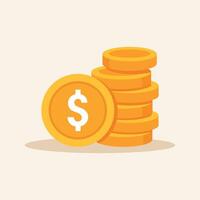 Stacking Gold Coin US Dollar Icon Template Illustration Design vector