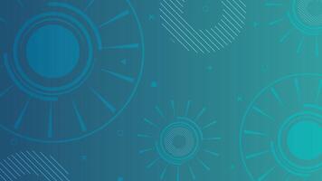 Modern abstract background with circular radial elements and geometric line accents on blue gradient vector