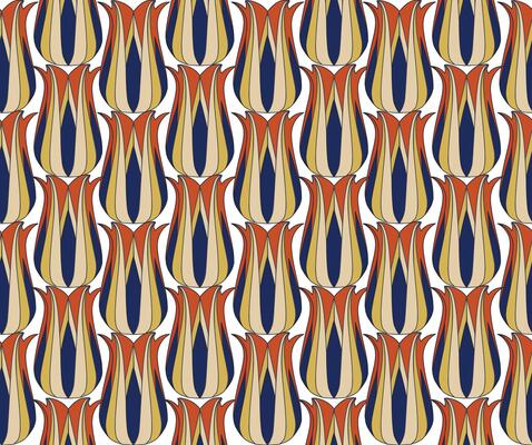 Seamless pattern with flourish ornament in 1920s graphic design style. Artistic abstract vintage ornamental texture