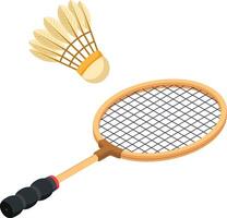 Isometric Badminton Racket with Shuttlecock vector
