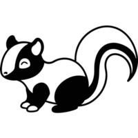 Simple Black And White Skunk Illustration vector