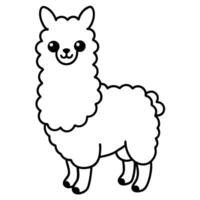 Cute Llama Line Art Animal Outline Design vector