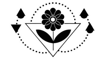 Black Geometric Flower Illustration With Triangle And Dots vector