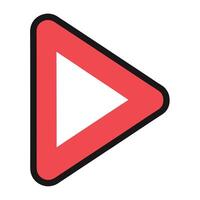 Play Button Icon Illustration Red Rounded Edges vector