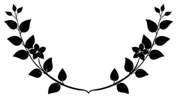 Elegant Black Flower Frame With Leaves Design vector