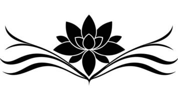 Black And White Lotus Flower With Curved Lines vector
