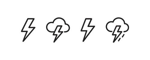 Thunderstorm and lightning weather icon set vector