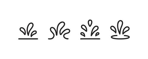 Water splash icon set in outline style vector