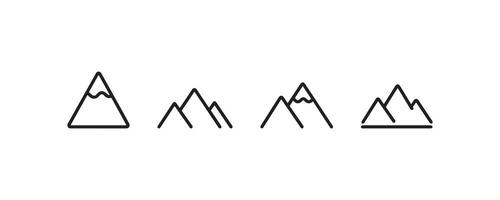 Minimal mountain icon set in line style vector